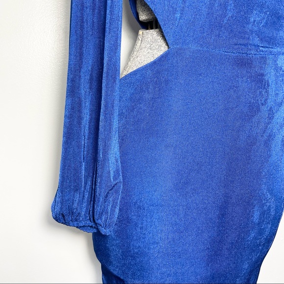 NWT Size large royal blue bodycon one shoulder cut out mini dress - Picture 3 of 10